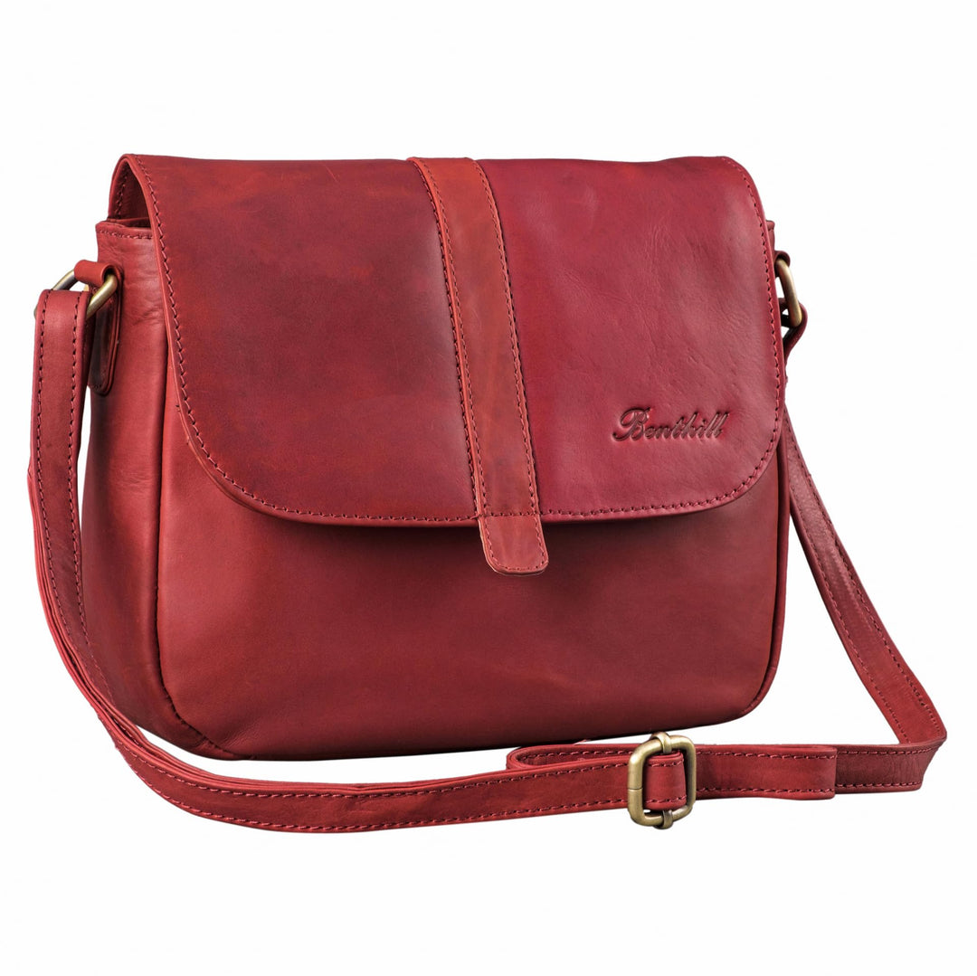Benthill Damen Tasche aus Echt-Leder - Handtasche aus Rindsleder - Schultertasche mit Reissverschlus