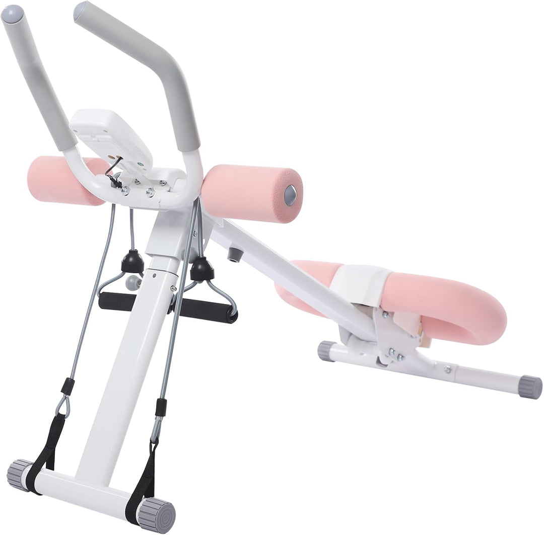 Bauchtrainer für Zuhause klappbar, Bauchmuskeltrainer mit LCD Monitor, Abdominalmaschine verstellbar