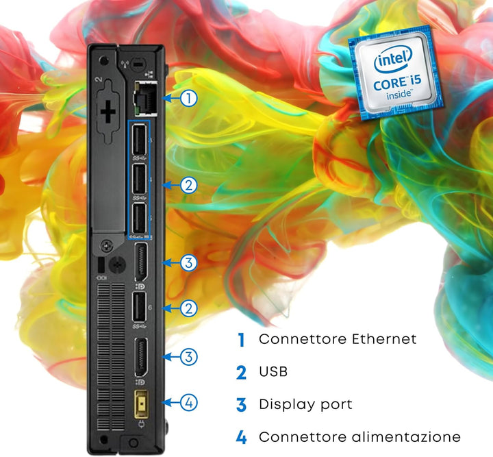 Lenovo ThinkCentre, Mini PC Tiny, Intel i5-9500 6 Core 3 GHz, RAM 16 GB SSD 256 GB, Win 11, Desktop
