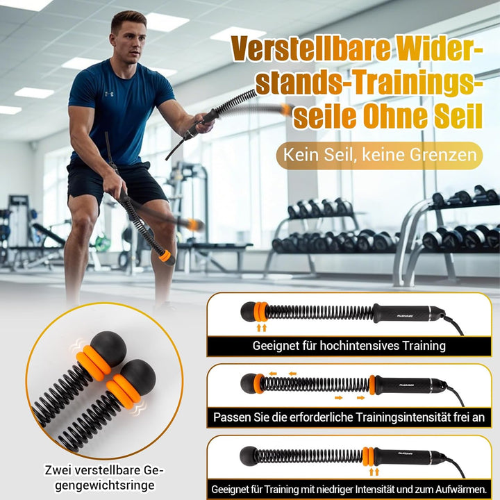 Ropeless Battle Ropes, Verstellbare Battle Rope Ohne Seil mit Tragetasche & Übungsanleitung, Gewicht