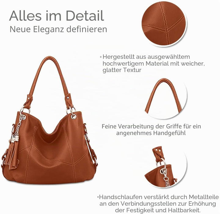 NICOLE & DORIS Damen handtasche Umhängetasche mit grosser Kapazität Weiche Ledertasche shopper Neue