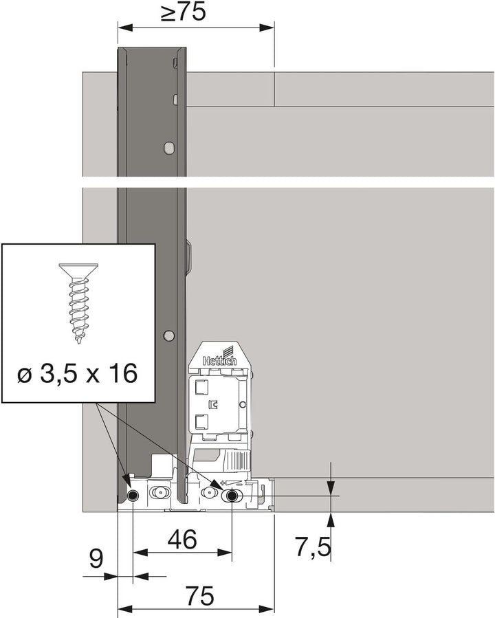 Hettich Vollauszug Actro YOU L Belastbarkeit 40 kg, Länge 500 mm, links und rechts