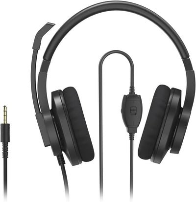 Hama Headset mit Mikrofon (kabelgebundene Kopfhörer 3,5mm Klinkenanschluss, Aux, Stereo Headphones m