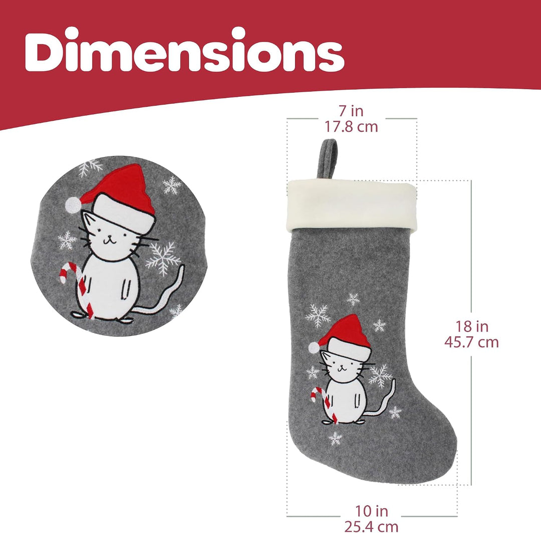 BambooMN 1 Set 45,7 cm Klassische, handbestickte Pailletten-Weihnachtsstrümpfe, niedliches Tiermotiv