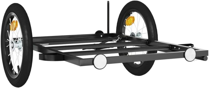 Fahrradanhänger Schwarz 122x53x Eisen mit für Lastentransport, klappbar, gefedert, mit Kupplung, Sic