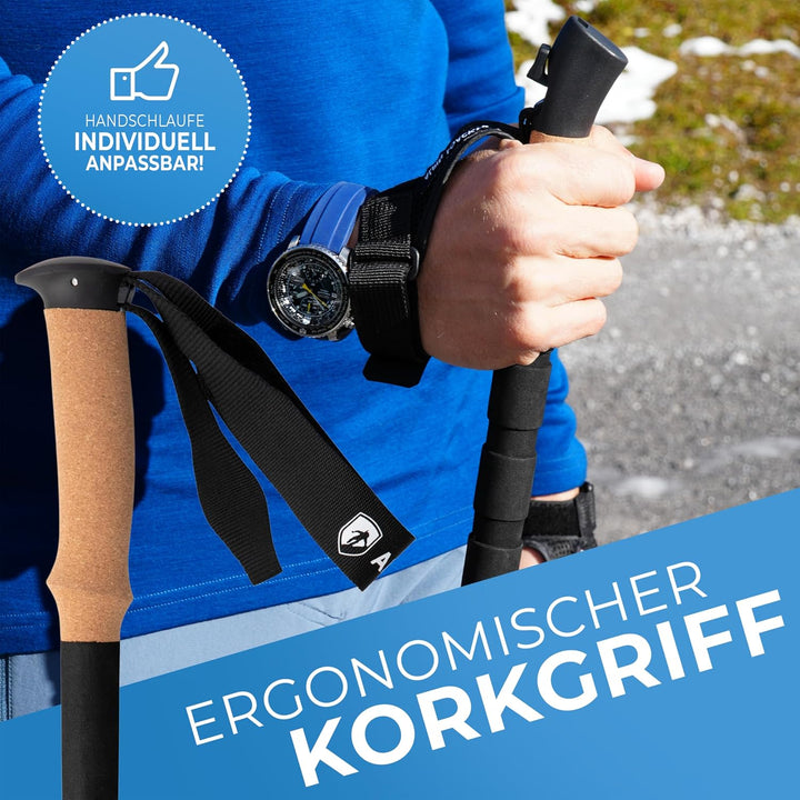 ALPIN LOACKER Teleskop Wanderstöcke Aluminium und Carbon mit Korkgriff I Leichte Nordic Walking Stöc