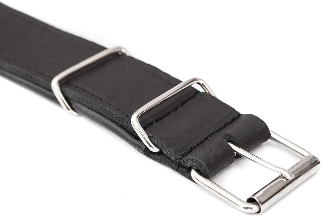 Hundehalsband Leder, Halsband, Leder, Lederhalsband Hund, Metallschnalle, 65 x 4 cm, Schwarz Einstel
