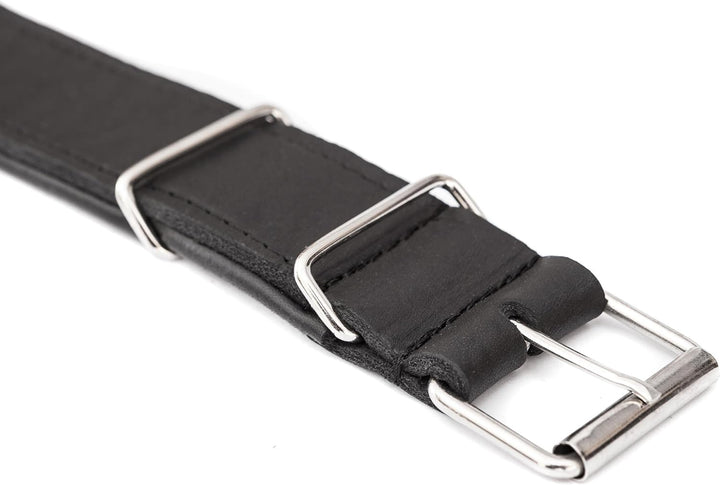 Hundehalsband Leder, Halsband, Leder, Lederhalsband Hund, Metallschnalle, 65 x 4 cm, Schwarz Einstel