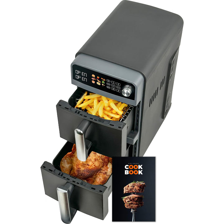 10L Double Stack XL airfryer Heissluftfritteuse | 2400W heissluftfritteuse 2 kammern | Gleichmässige