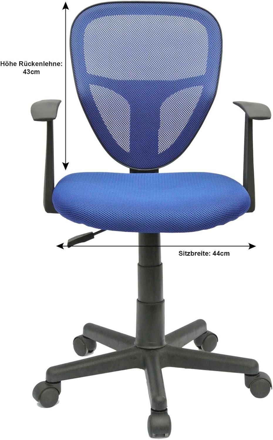 CARO-Möbel Schreibtischstuhl Kinderdrehstuhl Bürostuhl Drehstuhl Studio in blau mit Armlehnen,