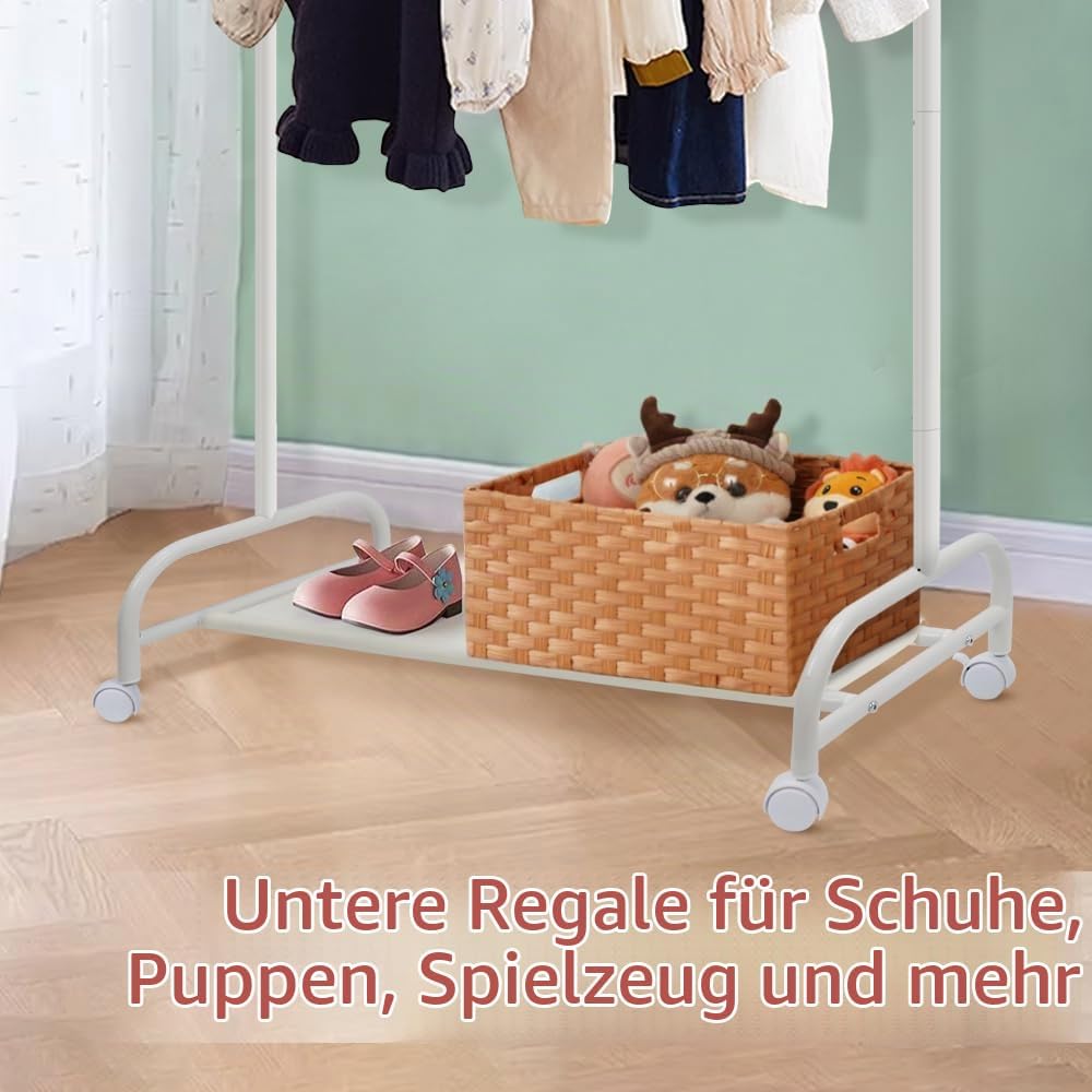 YGJT Kinder Kleiderständer, Garderobe mit Ablage &amp; Kleiderstange für Kinderzimmer, Mädchenzimmer &amp; S
