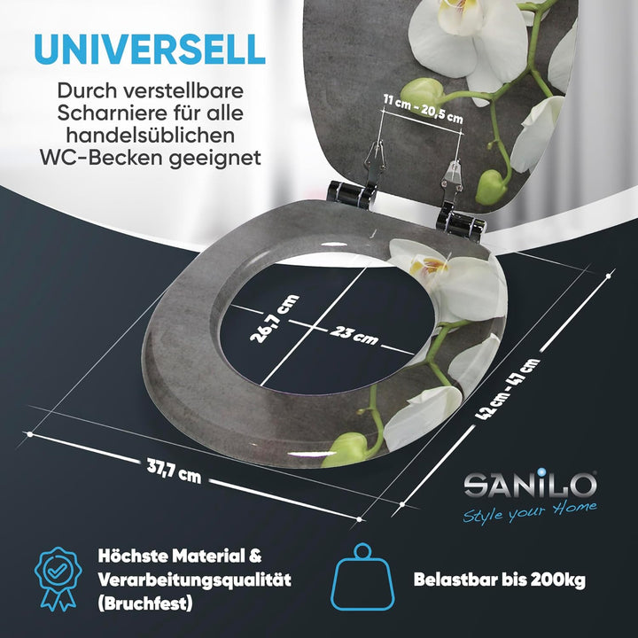Sanilo WC Sitz mit Absenkautomatik, viele neue Toilettendeckel zur Auswahl, hochwertige Oberfläche,