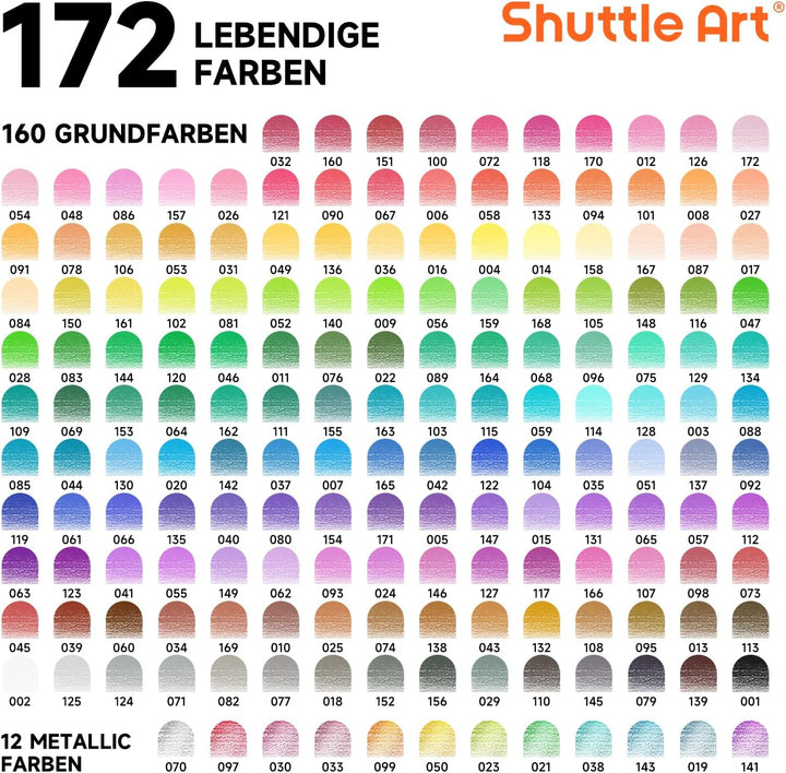 Shuttle Art 172 Buntstifte, 172 Buntstifte Set, perfekte Buntstifte für Erwachsene, Kinder und Künst