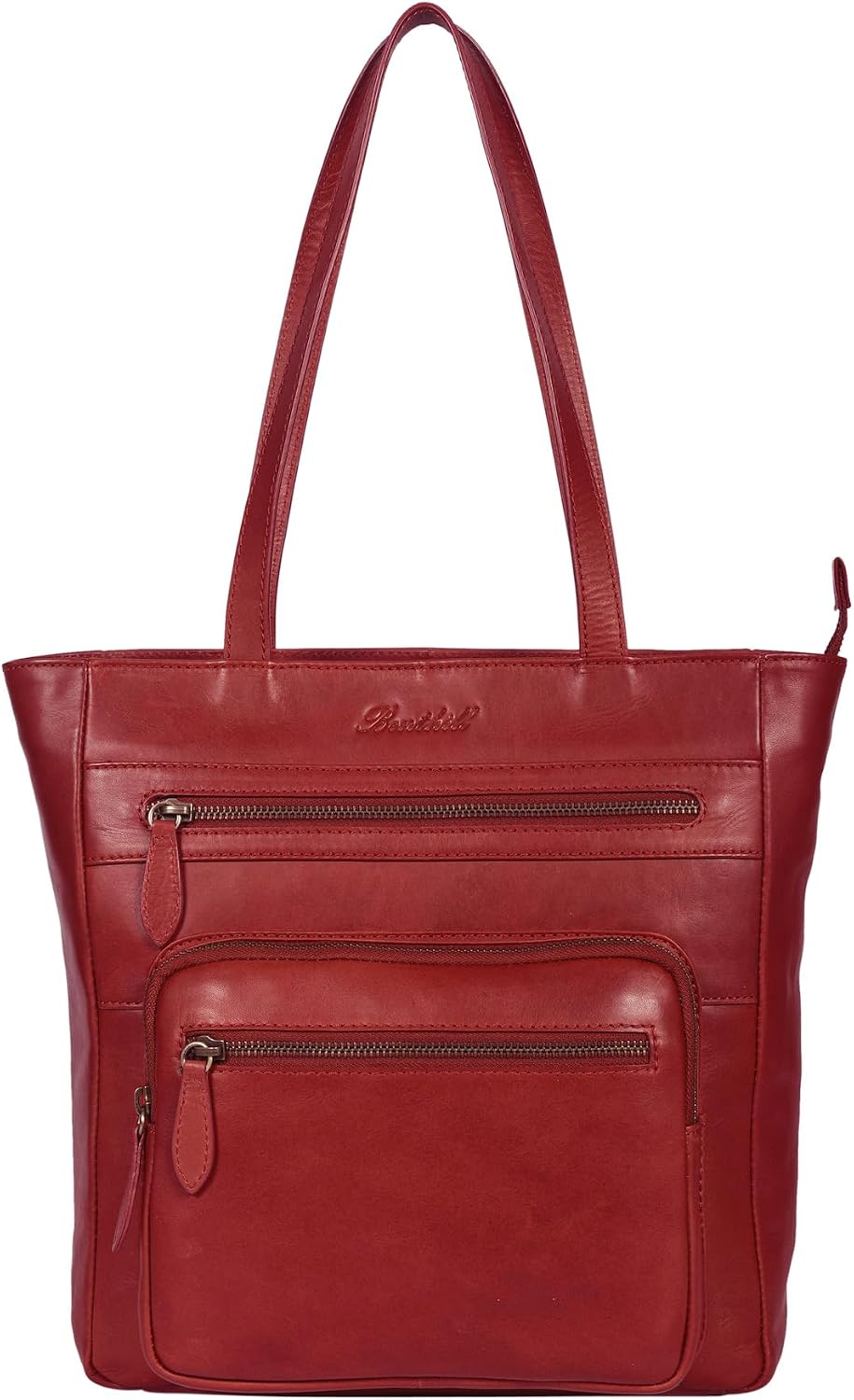 Benthill Schultertasche Damen Echt Leder | Shopper aus echtem Rindsleder | Vintage Handtasche mit vi