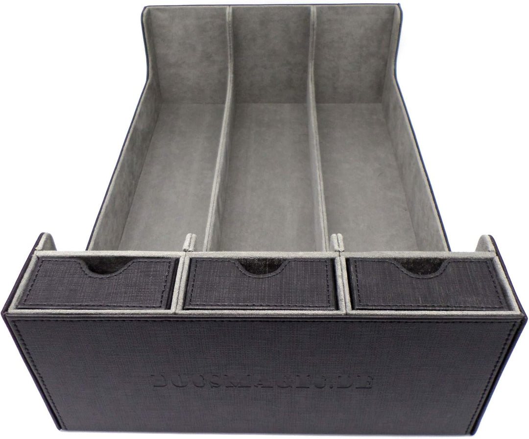 docsmagic.de Premium 3-Row Trading Card Storage Box Black + Trays & Divider - MTG PKM YGO - Sammelka