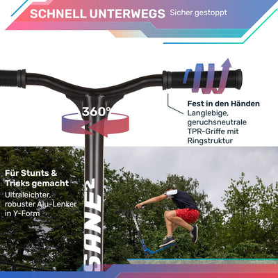 Fun Pro Stunt Scooter Insane2, Stunt Roller mit ABEC 9 Lager, Scooter mit Griptape, 110 mm Rollen mi