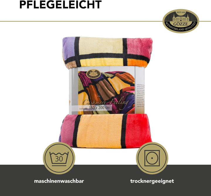 Gözze - Weiche Kuscheldecke, Cashmere Feeling, Hohes Stoffgewicht 500 g/m², Antigua, 150 x 200 cm -