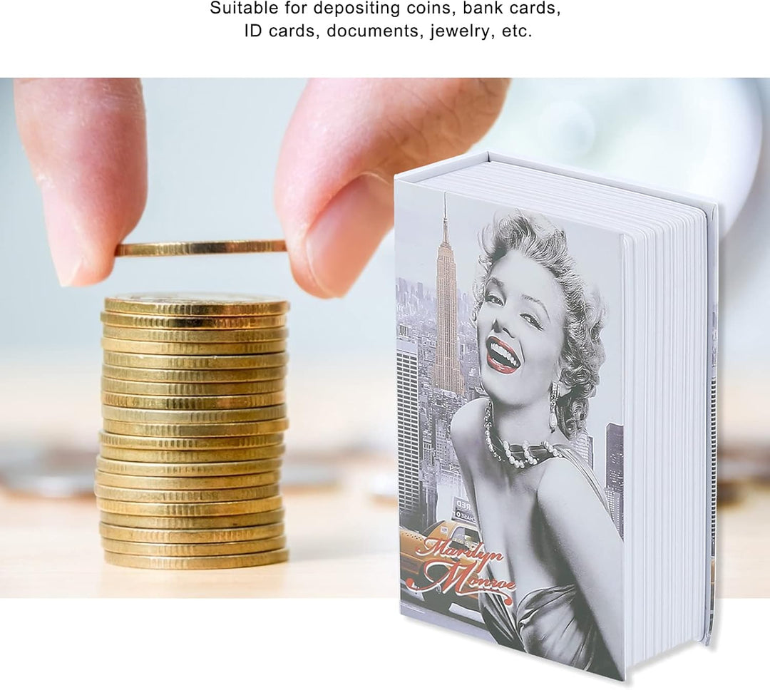 Mini Safe Box Originalitätssimulationsbuch Geldmünzenbox für Schmuck Bargeld Kreditkarten für Bürora