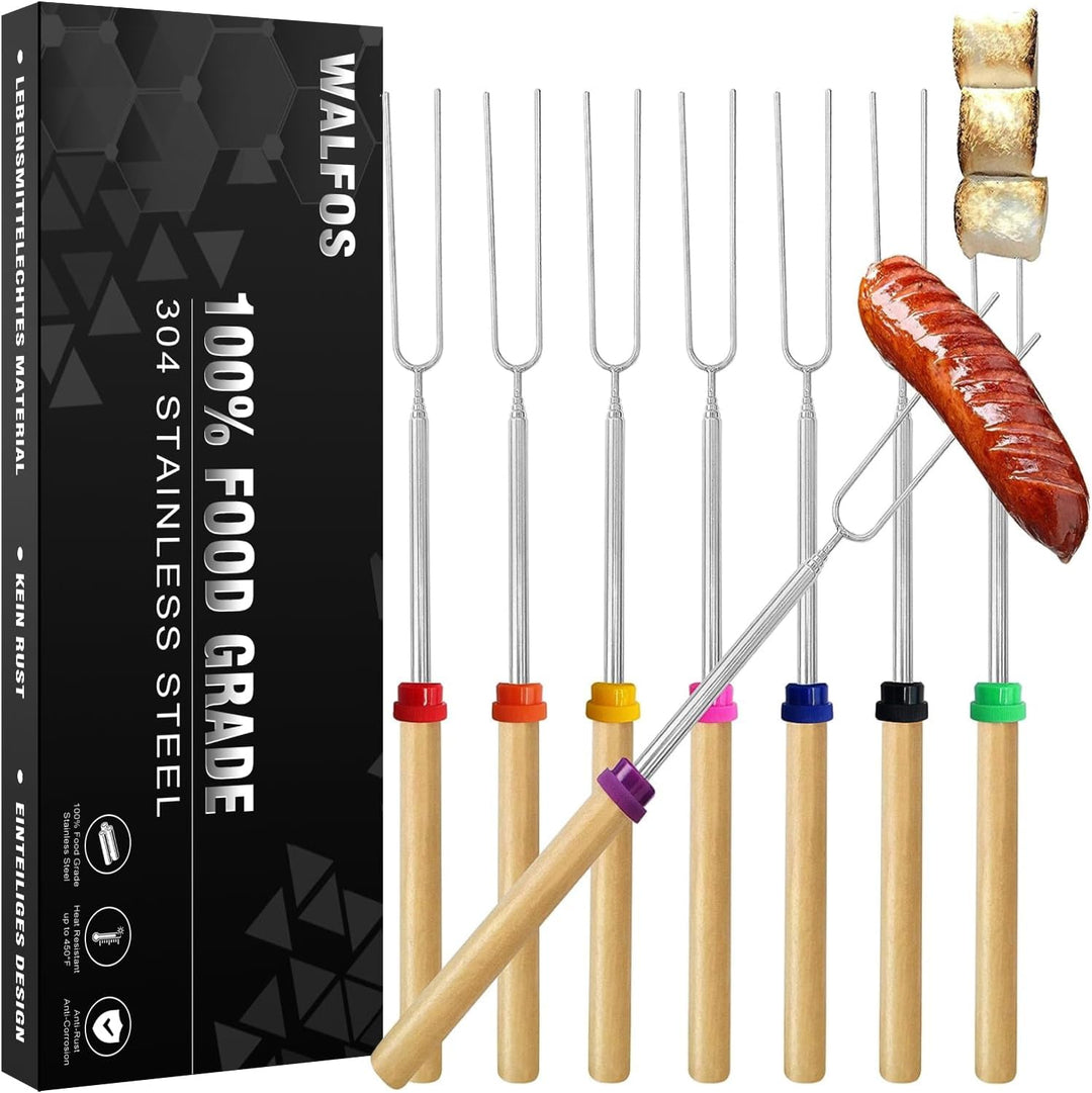 WALFOS Marshmallow-Toastgabeln, Teleskop, Marshmallow-Toast-Kits, Grillspiesse, Lagerfeuer-Bratstäbe