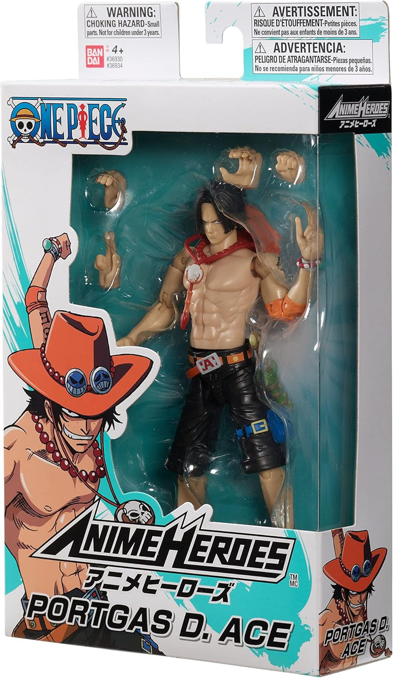 BANDAI - Anime Heroes - One Piece - Figur Portgas D. Ace 17 cm - Gelenkfigur - Offizielle One Piece