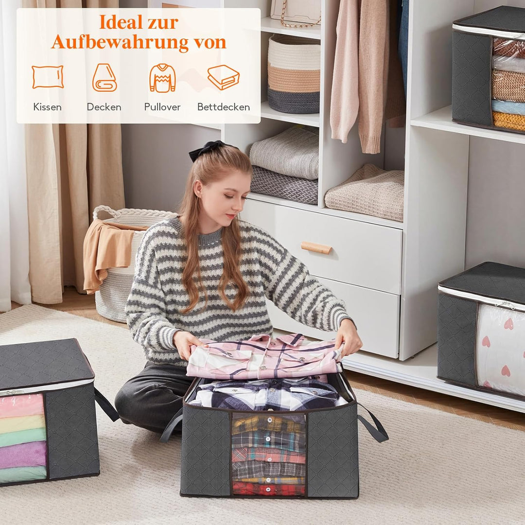 Lifewit 6 Stück Aufbewahrungstasche, Aufbewahrungsbox mit Deckel, 50L Kleiderschrank Organizer Faltb