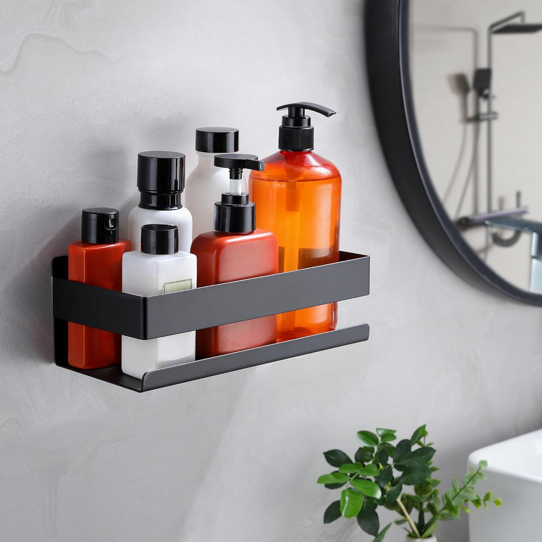 Schwarz Selbstklebender Korb-1 Duschregal Ohne Bohren Edelstahl Duschablage Badregal Shampoo Halteru
