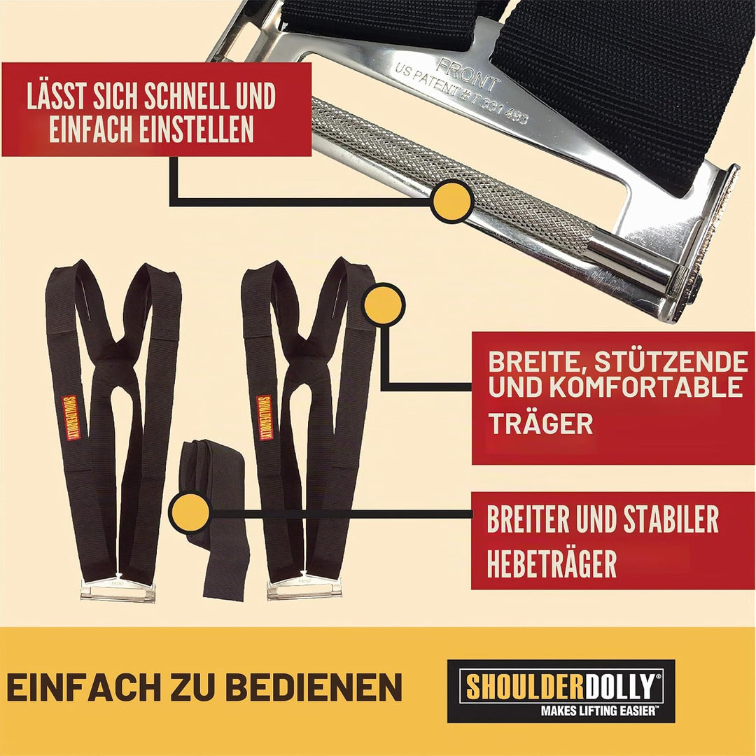 SHOULDER DOLLY 2 Personen Tragegurt, Transportgurt, Hebegurt zum Ergonomischen und Eifachen Heben Vo