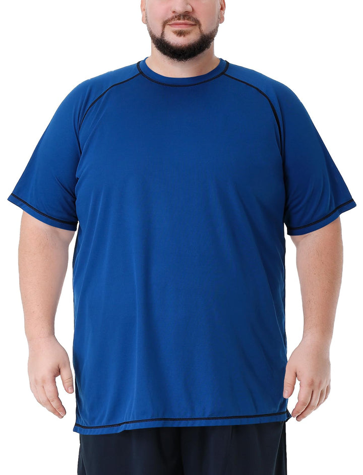 Herren grosse grössen Übergrösse Schwimmshirt Rash Guard Männer Schutz Beach T-Shirt Shortsleeve, Bl