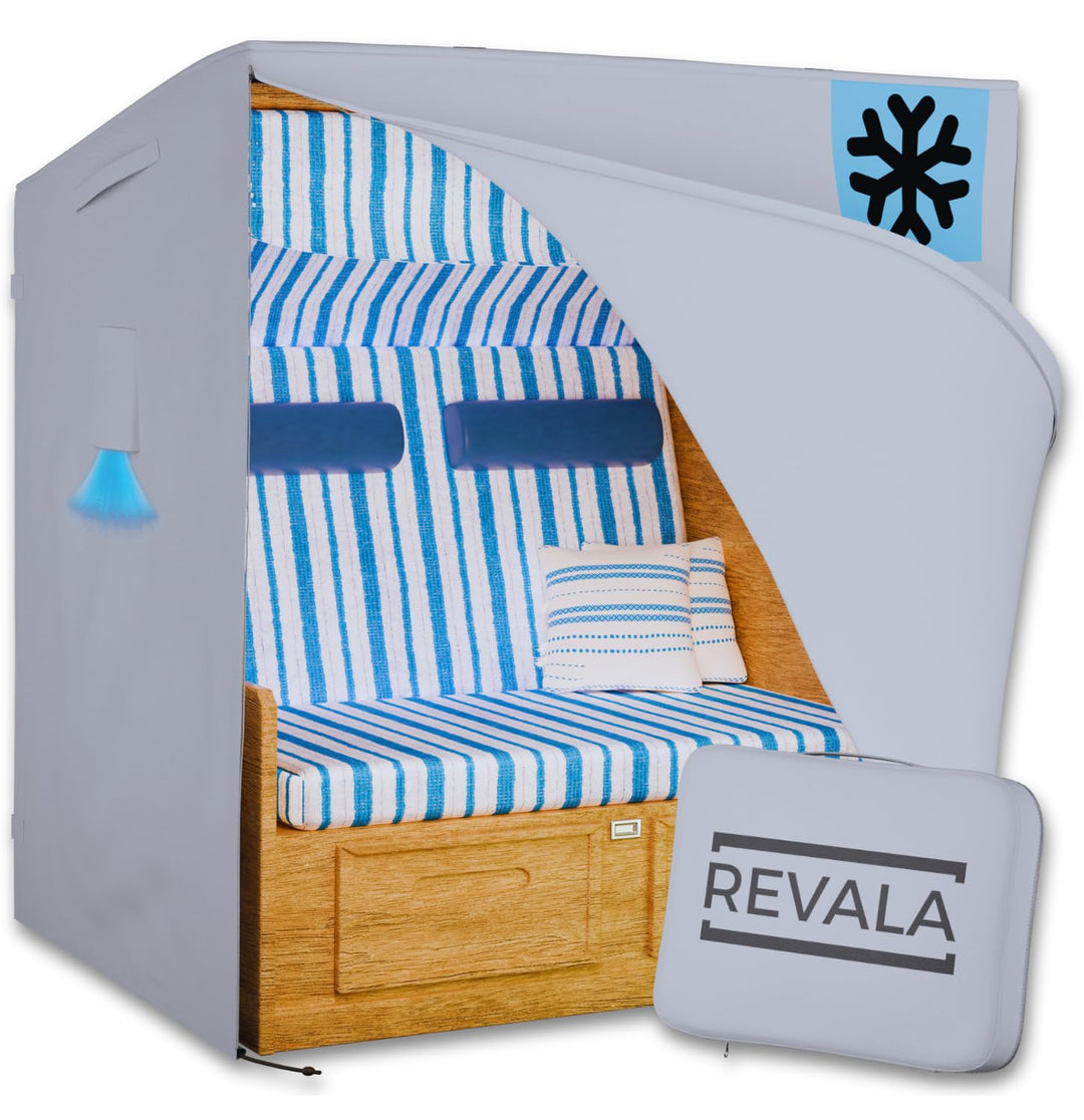 REVALA [135cm] Strandkorb Schutzhülle, Winterfest und UV Beständig, 600D Oxford Gewebe, Strandkorbhü