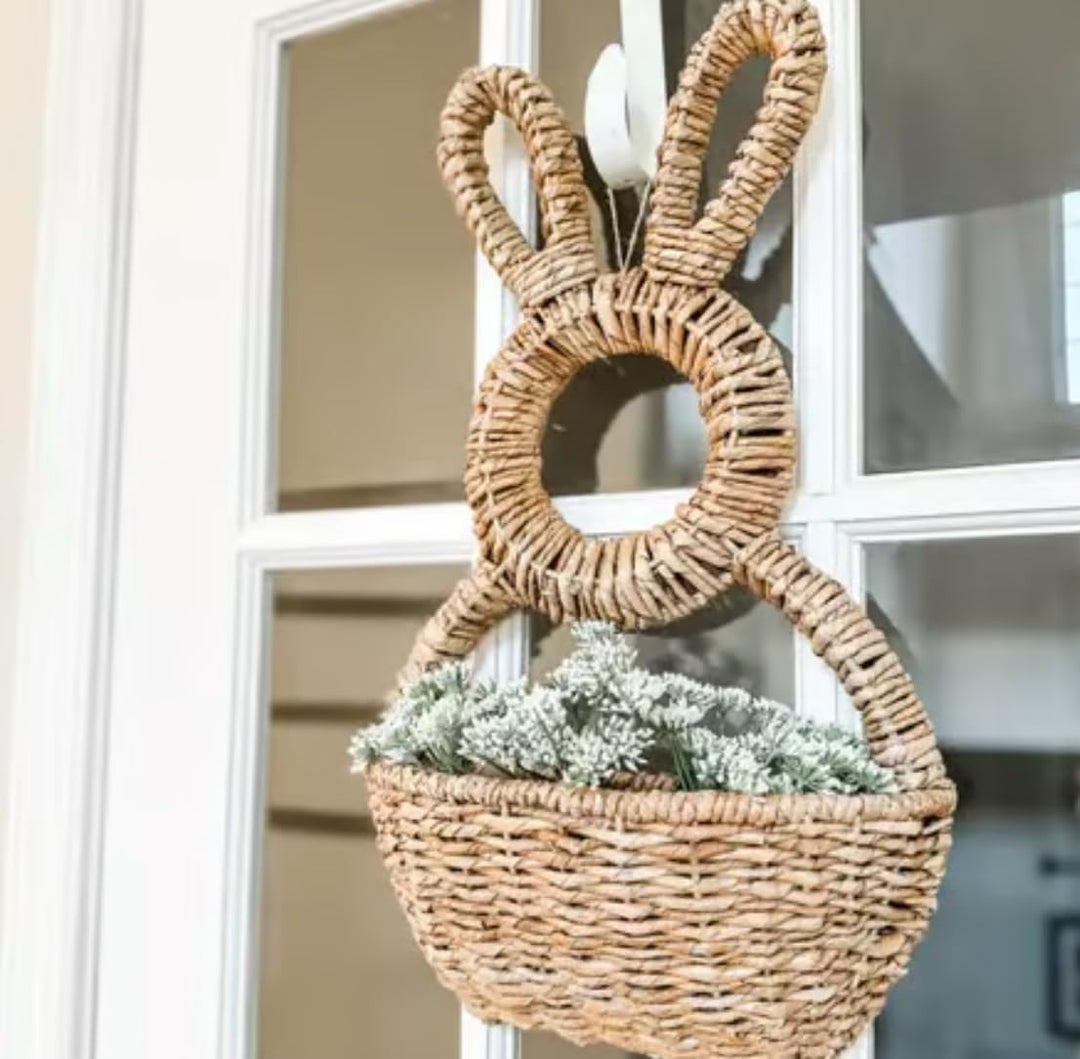 Bunny Basket Hanging Wall Pocket Spring Dekoration, Hängender Osterhase Ornament, Hase zum Aufhängen