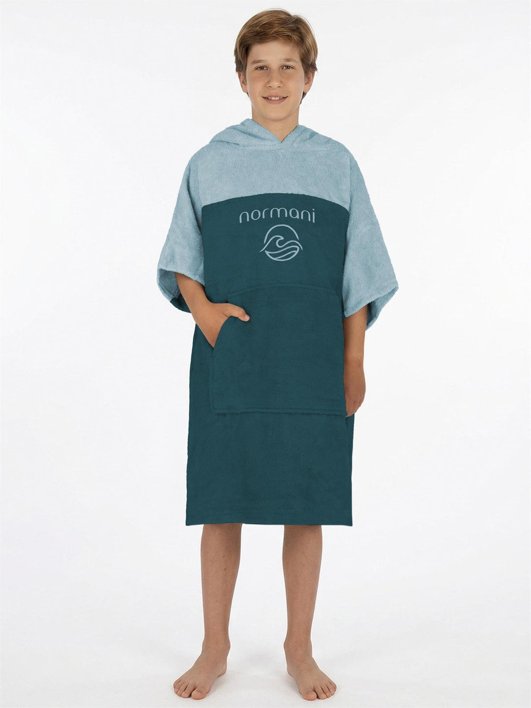 normani Teenager Frottee Badeponcho aus Bio-Baumwolle für Jungen und Mädchen - Strandponcho Surfer P