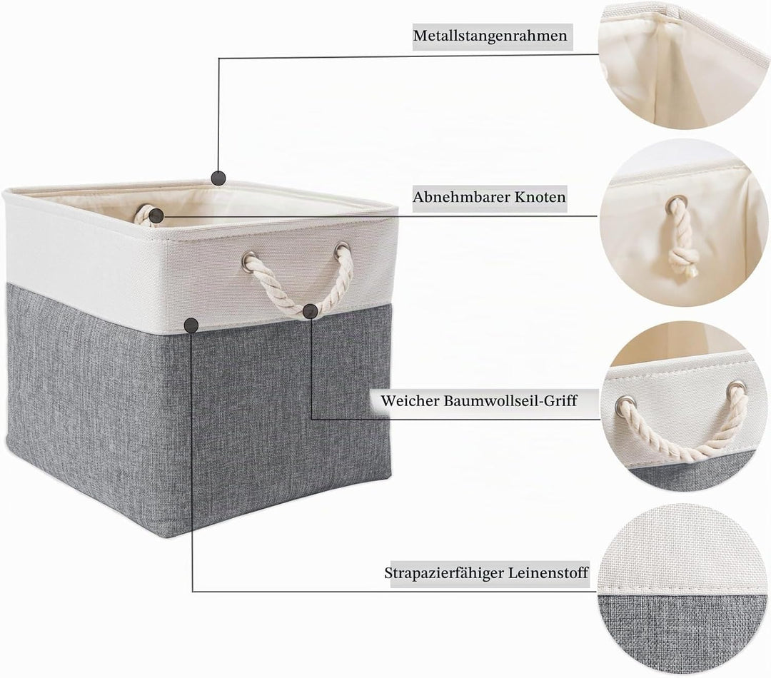 Mangata Aufbewahrungsbox Stoff,(28x28x28cm) Aufbewahrungskorb, Korbe Stoff in Würfel für Schrank, Re
