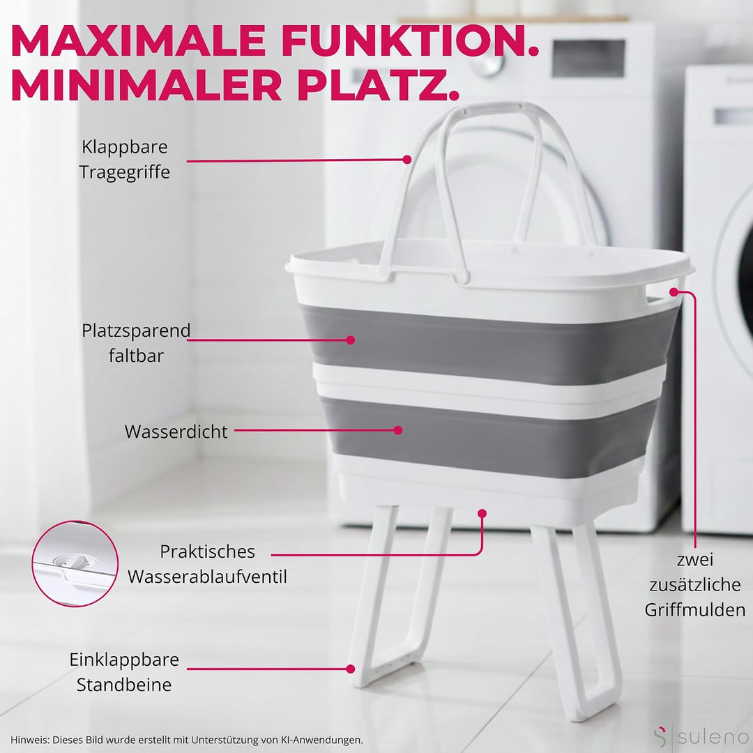 Faltbare Multifunktions-Waschwanne mit Ablauf – 26 L, wasserdicht &amp; platzsparend – Wäschekorb faltba