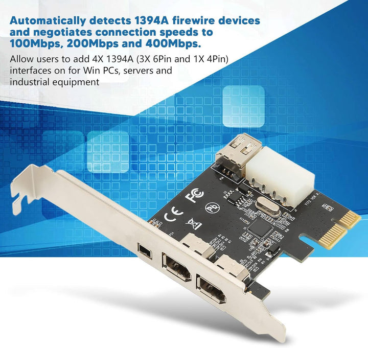 2,5 Gbit/s Hochgeschwindigkeits PCIE 1X auf 1394A Firewire Karte, IEEE 1394 PCI Express Controller 4