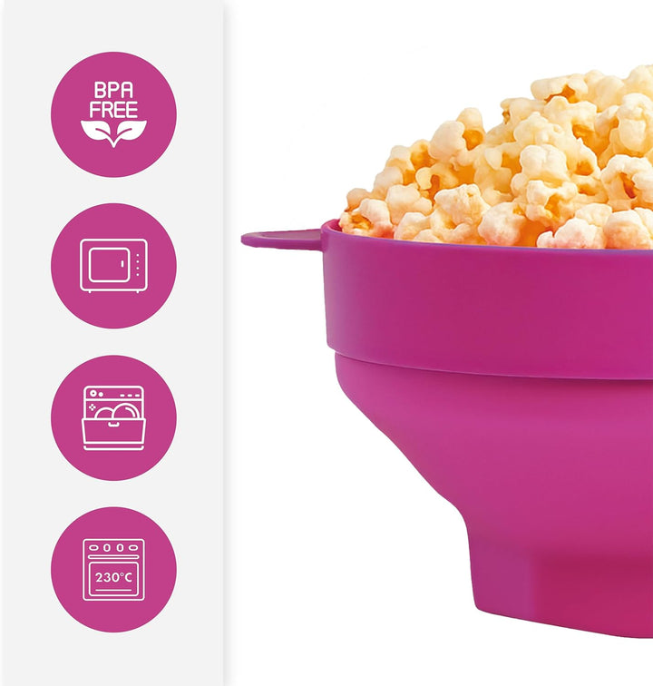 JOCCA Popcornbehälter aus Silikon, sechseckig, für Mikrowelle, spülmaschinenfest, Rosa (Fuchsia Sili