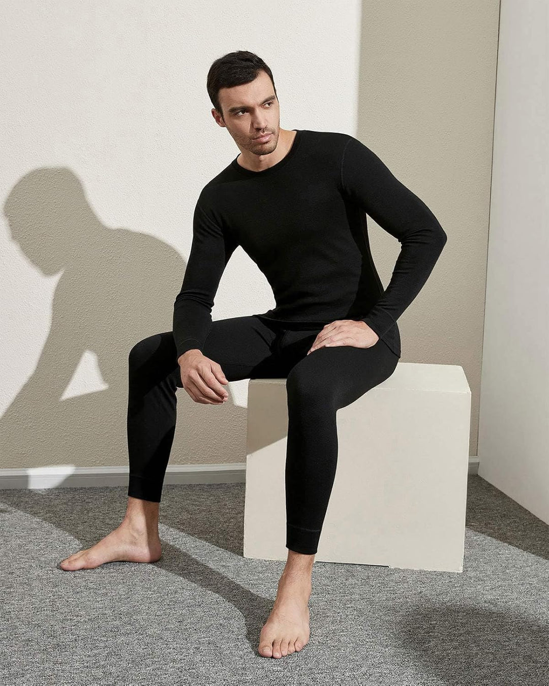 LAPASA Herren 100% Merinowolle Thermounterwäsche Set, Premium Merino Wolle Unterhemd & Unterhosen, T