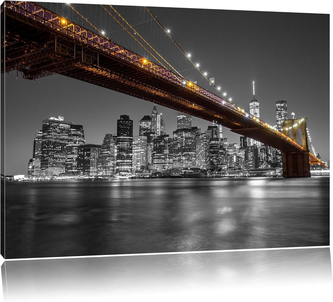 Pixxprint Skyline von Manhattan als Leinwandbild/Grösse: 100x70 cm/Wandbild/Kunstdruck/fertig bespan