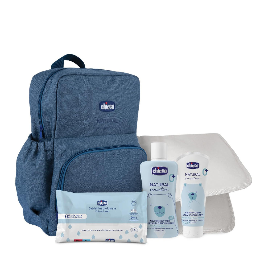 CHICCO NATURAL SENSATION - WICKELRUCKSACK ENTHÄLT 1 BABY SCHAMPOO &amp; KÖRPERBAD – OHNE TRÄNEN 200 ML,