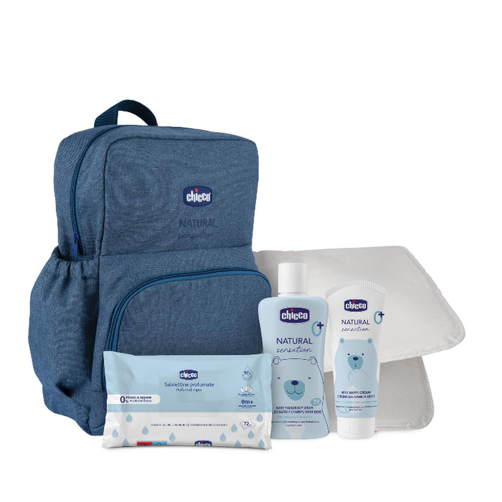 CHICCO NATURAL SENSATION - WICKELRUCKSACK ENTHÄLT 1 BABY SCHAMPOO &amp; KÖRPERBAD – OHNE TRÄNEN 200 ML,