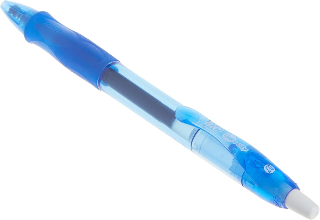 BIC Velocity Retractable Gel Pen, Refillable, Medium Point (0.7 mm), Blue, 12 Pens by Corporation 12