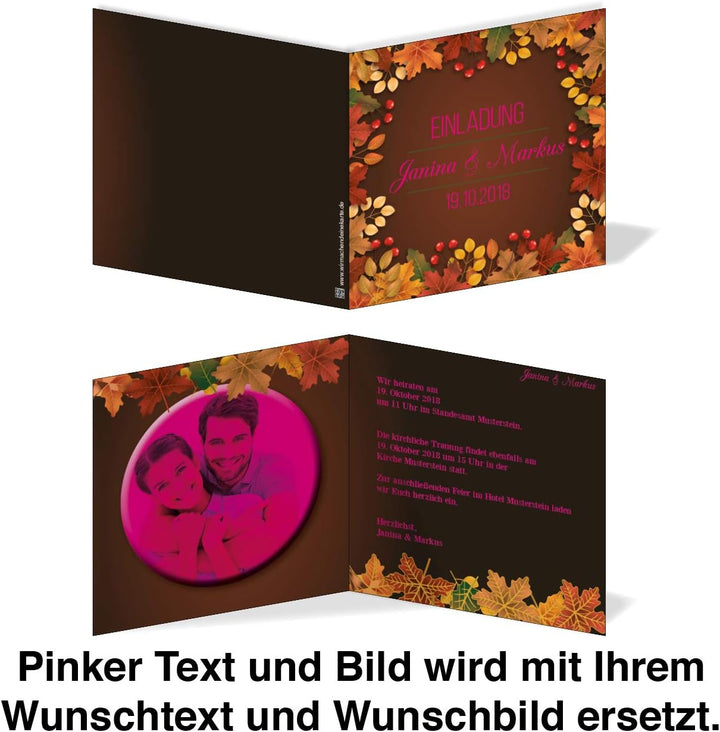 Einladungskarten Hochzeit Hochzeitskarten mit Druck - Herbsthochzeit 40, 40