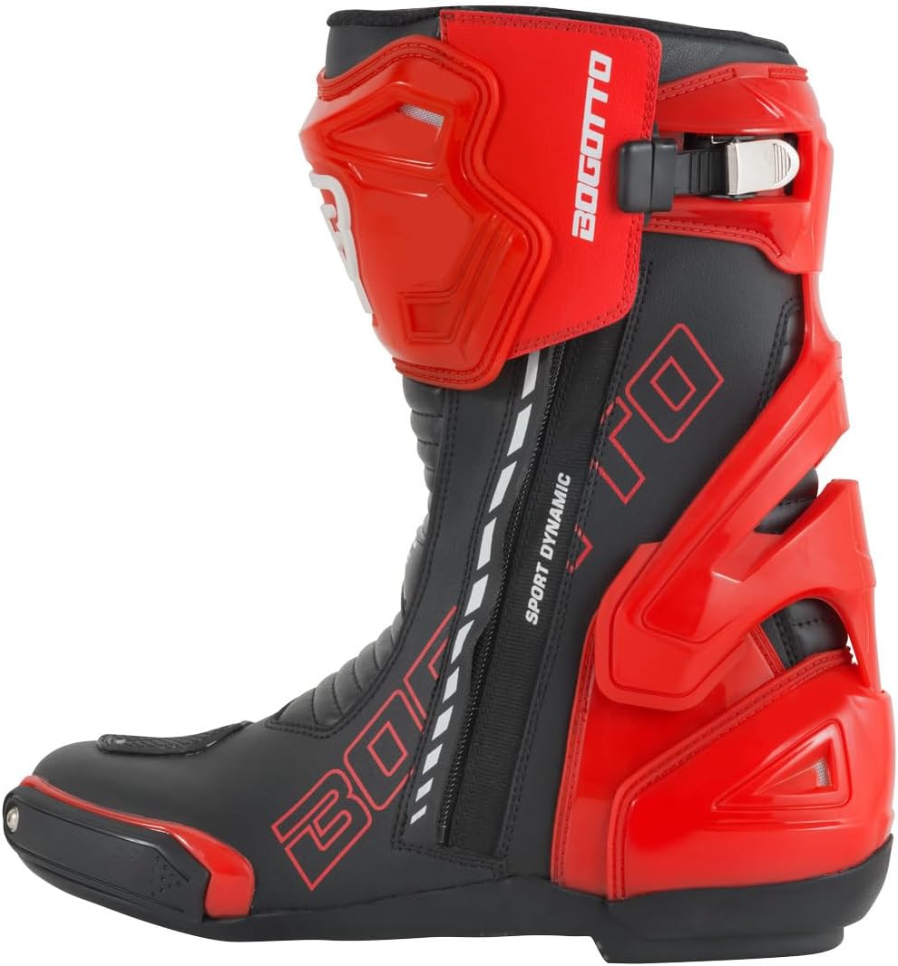 Bogotto Donington Motorrad Stiefel, schwarz/rot, 47 Schwarz Rot 47 EU, Schwarz Rot 47 EU