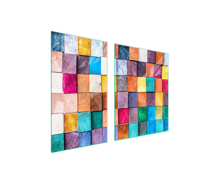 TMK ArtDeko Herdabdeckplatte 2 Teilig 40x52 + 60x52 cm - Spritzschutz Herdabdeckung – Herdschutz aus
