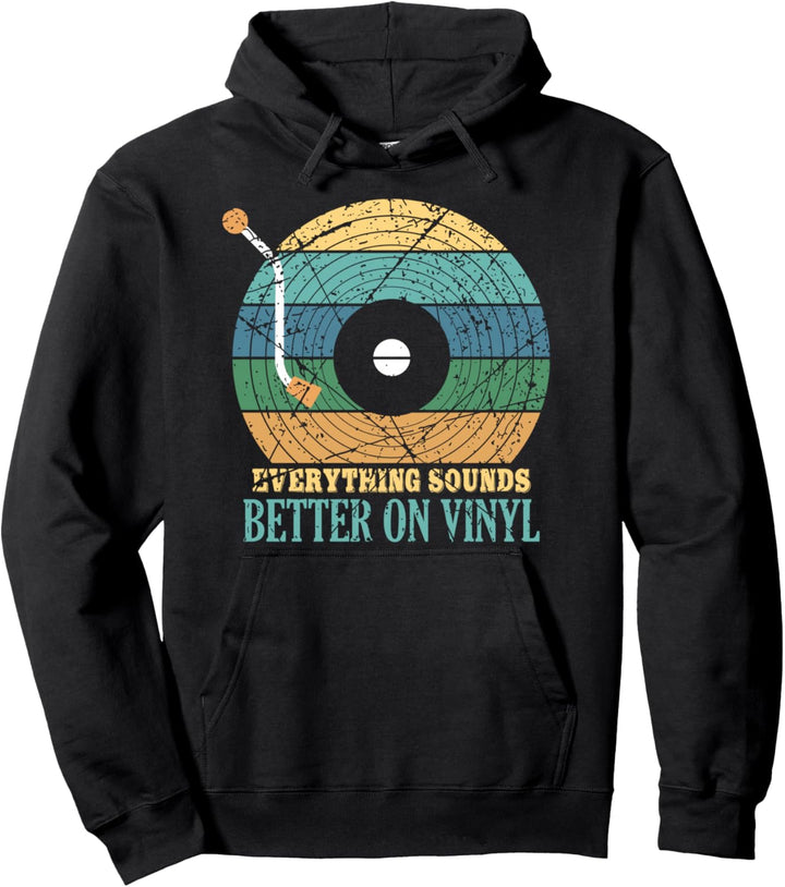 DJ Vinyl Plattenspieler Musik LP Schallplatten 70er Pullover Hoodie
