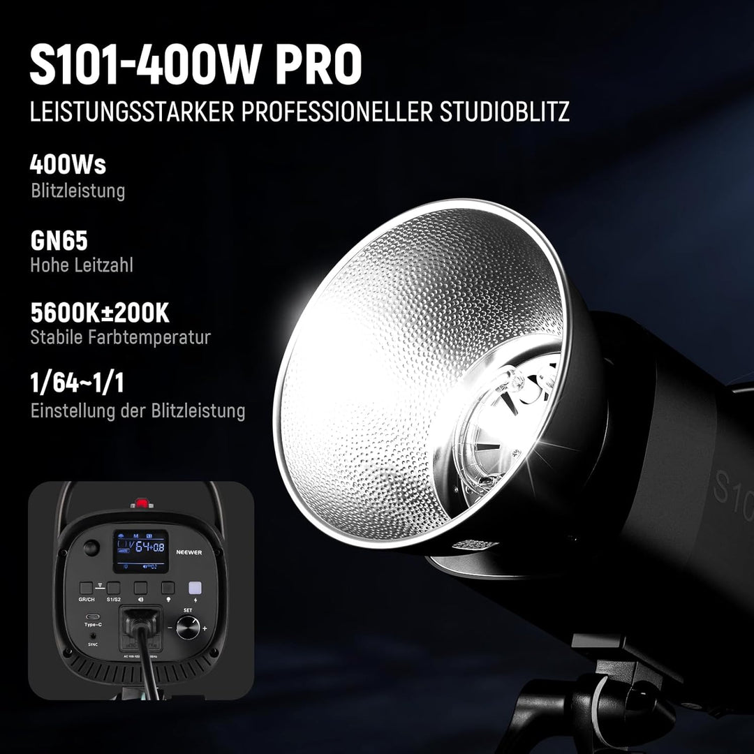 NEEWER 800Ws Studio Monolight Strobe Flash Set: 2er Pack S101-400W PRO 5600K Blitzlicht Studio mit 2