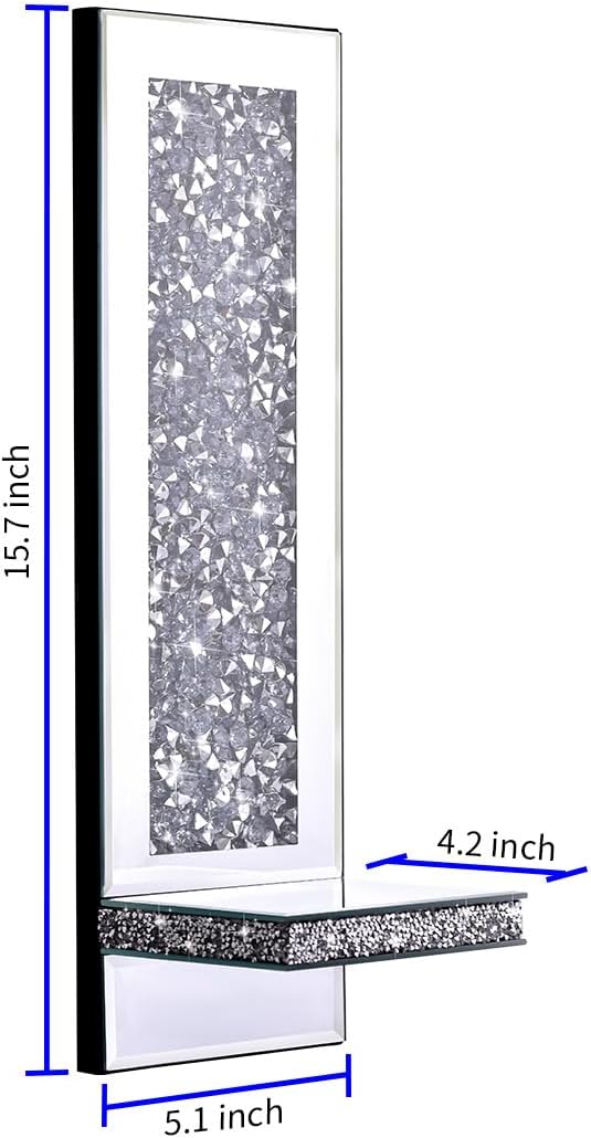 Aeveco Crystal Crush Diamond verspiegelte Kerzenleuchter, silberfarben, Wandkerzenhalter, 2er-Set, W