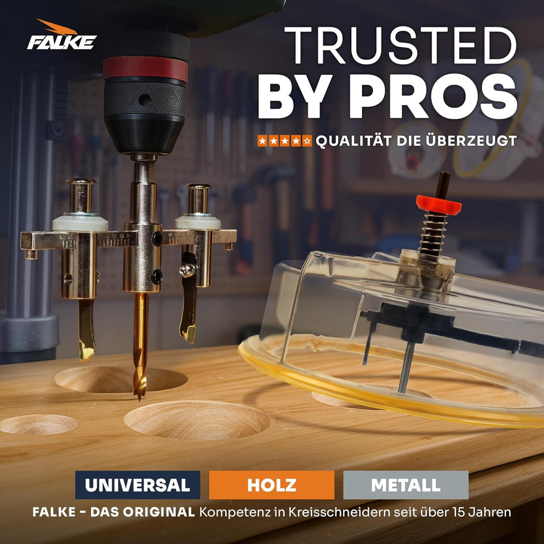 Falke Kreisschneider FKS-H 120 - Universal für Holz, Kunststoff, Gipskarton | Durchmesser stufenlos