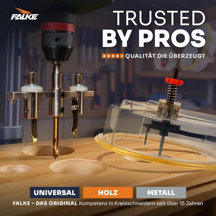 Falke Kreisschneider FKS-H 120 - Universal für Holz, Kunststoff, Gipskarton | Durchmesser stufenlos