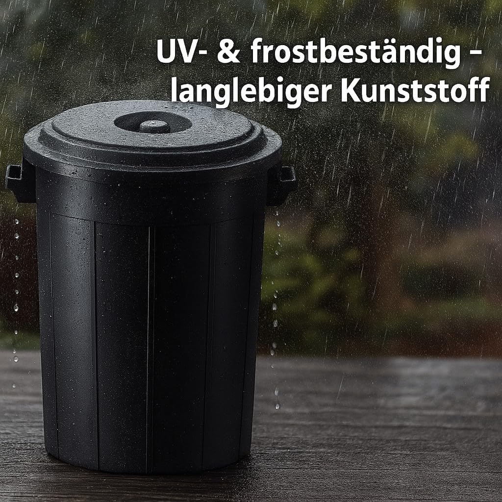YourCasa Mülltonne 70L - Mülleimer mit Deckel verschliessbar - Tonne mit Trageriffen für Garten - Fu