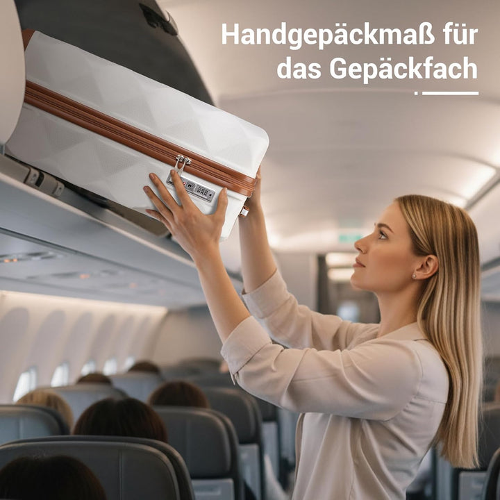 British Traveller Handgepäck Koffer 54x36.5x21.5 cm, Hartschalen Reisekoffer aus ABS+PC mit TSA-Schl